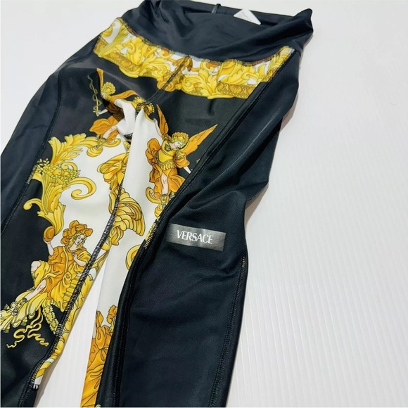 Authentic Versace Medusa Renaissance Print Leggings Black Gold Size L NWT $750 - Picture 3 of 12